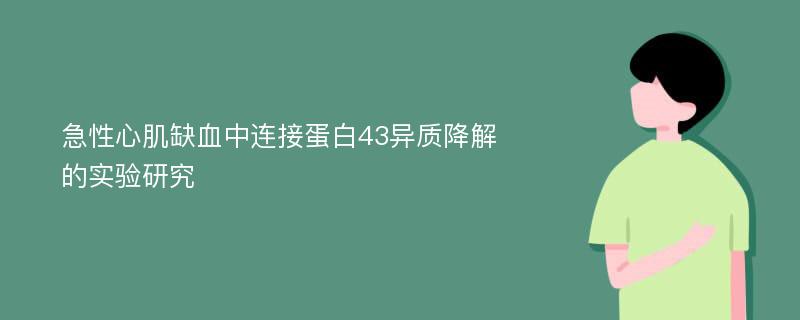 急性心肌缺血中连接蛋白43异质降解的实验研究